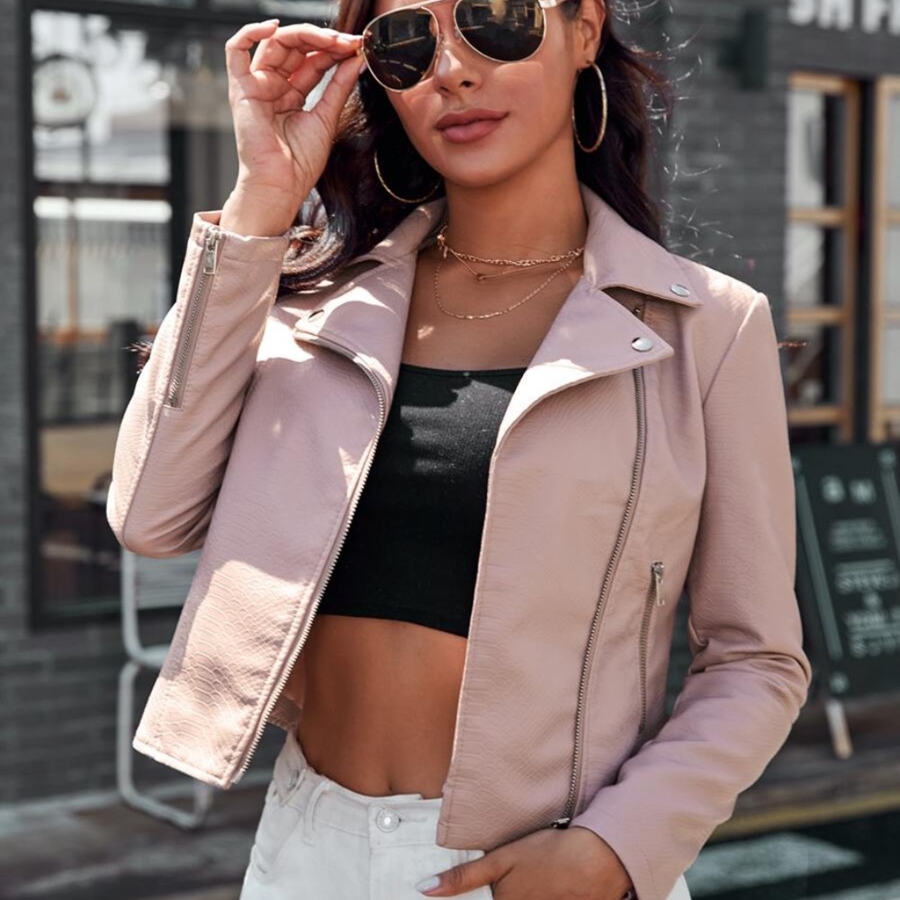 blush biker moto leather jacket - Picture 3 of 6
